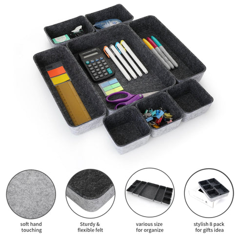 Welaxy storage & organize Welaxy Drawer organizers bins trays catchall tray gift idea 8-piece rectangular
